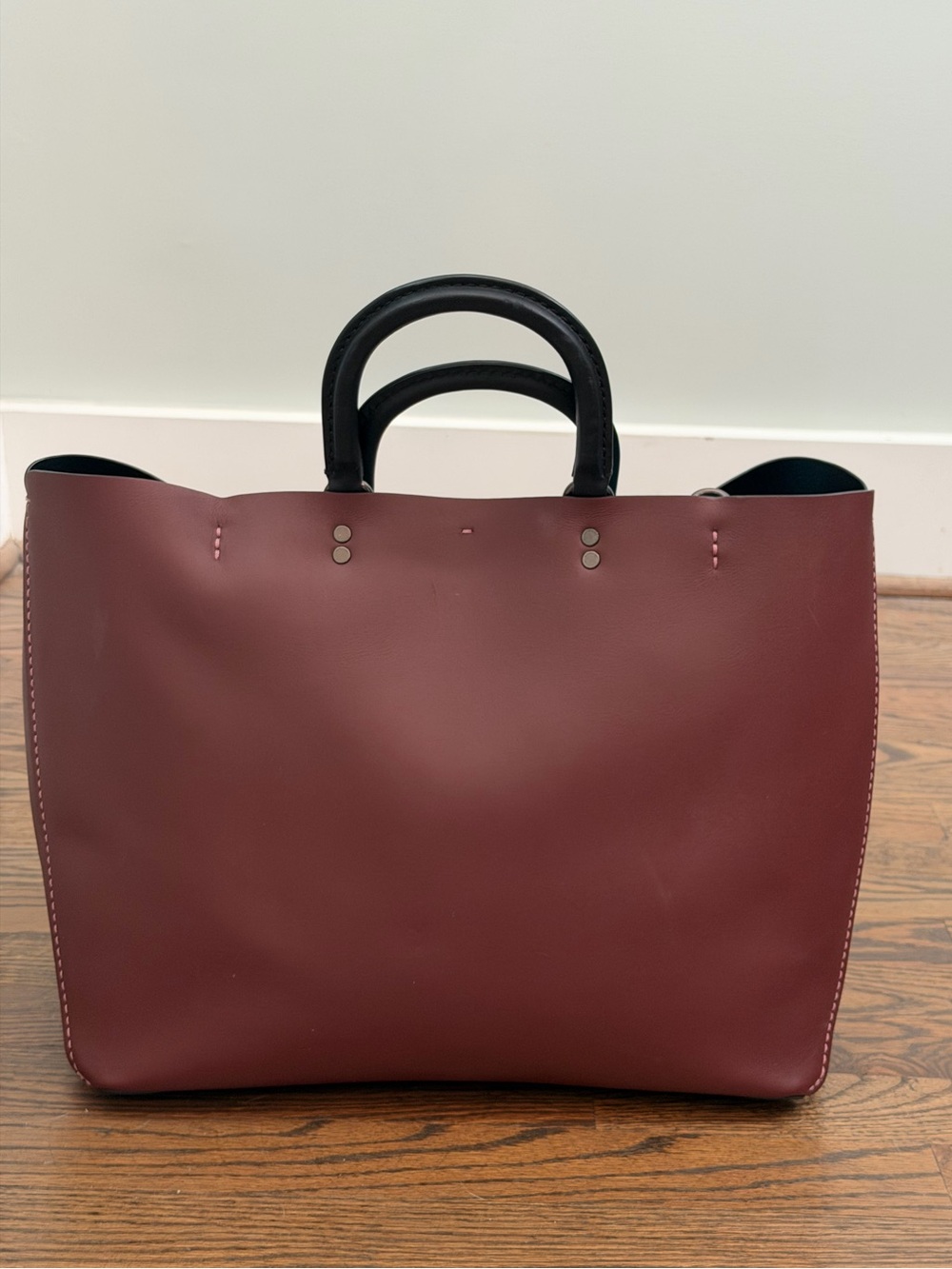Coach 1941 Rogue Tote Glovetanned Leather Burgundy Black Large Carryall Bag - Picture 5 of 13